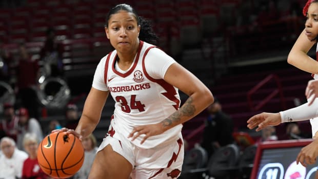 Arkansas Razorbacks Chrissy Carr against Louisiana Tech in WNIT on Thursday night.